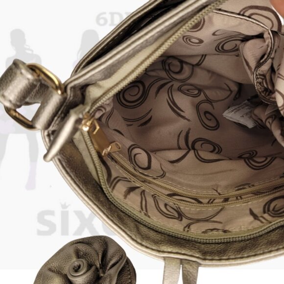 Champagne Taupe Medium Size Crossbody Travel Holiday Cruise Everyday Handbag - Picture 5 of 10